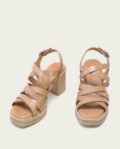 PORRONET Sandalia Tacón Medio De Piel Taupe Nerea Best