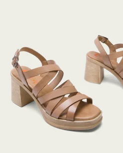 PORRONET Sandalia Tacón Medio De Piel Taupe Nerea Best