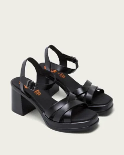PORRONET Sandalia Tacón Medio De Piel Negro Nicole Flash Sale