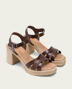 PORRONET Sandalia Tacón Medio De Piel Moka Nicole Store
