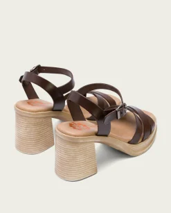 PORRONET Sandalia Tacón Medio De Piel Moka Nicole Store