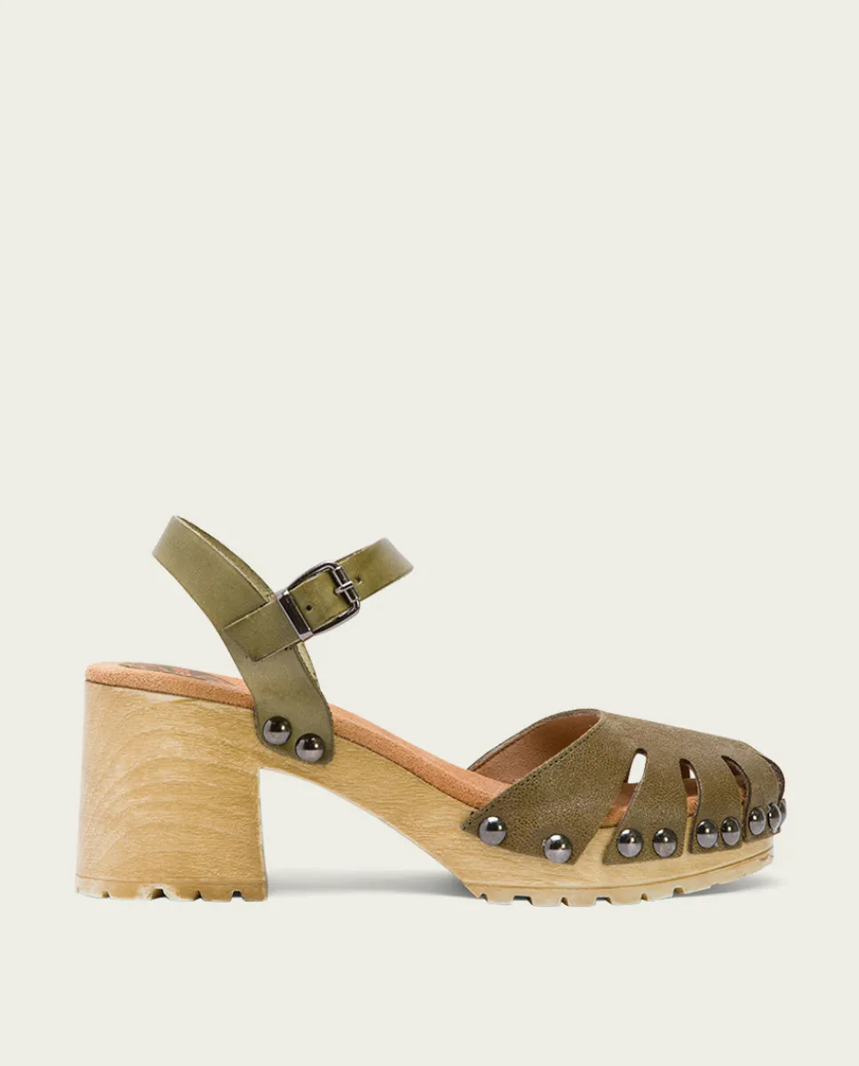 PORRONET Sandalia Tacón Medio Kaki Sara Online