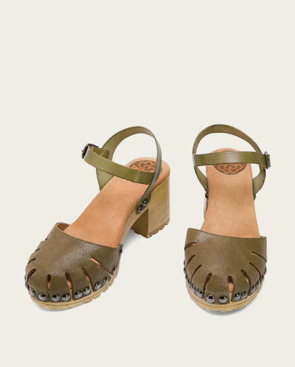 PORRONET Sandalia Tacón Medio Kaki Sara Online