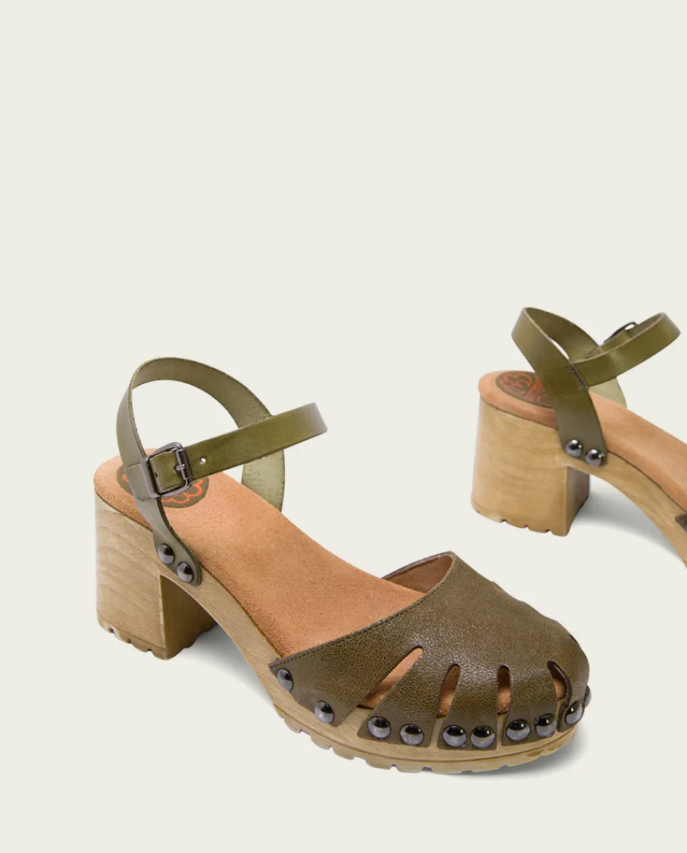 PORRONET Sandalia Tacón Medio Kaki Sara Online