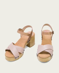 PORRONET Sandalia Tacón Medio Taupe Rosa Salma Cheap