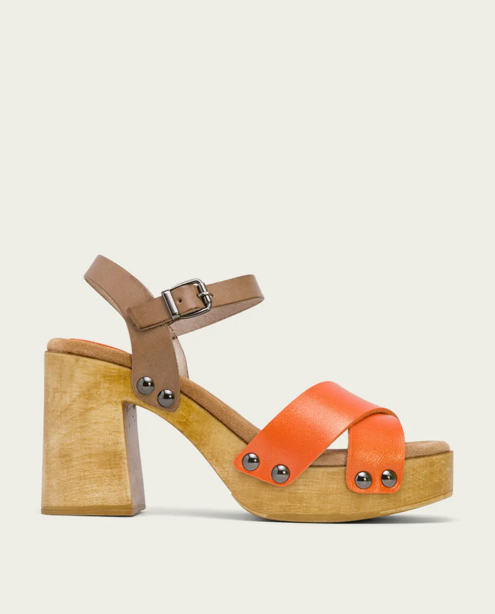 PORRONET Sandalia Tacón Naranja Vega Hot
