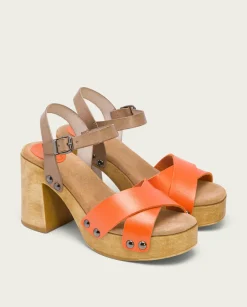 PORRONET Sandalia Tacón Naranja Vega Hot