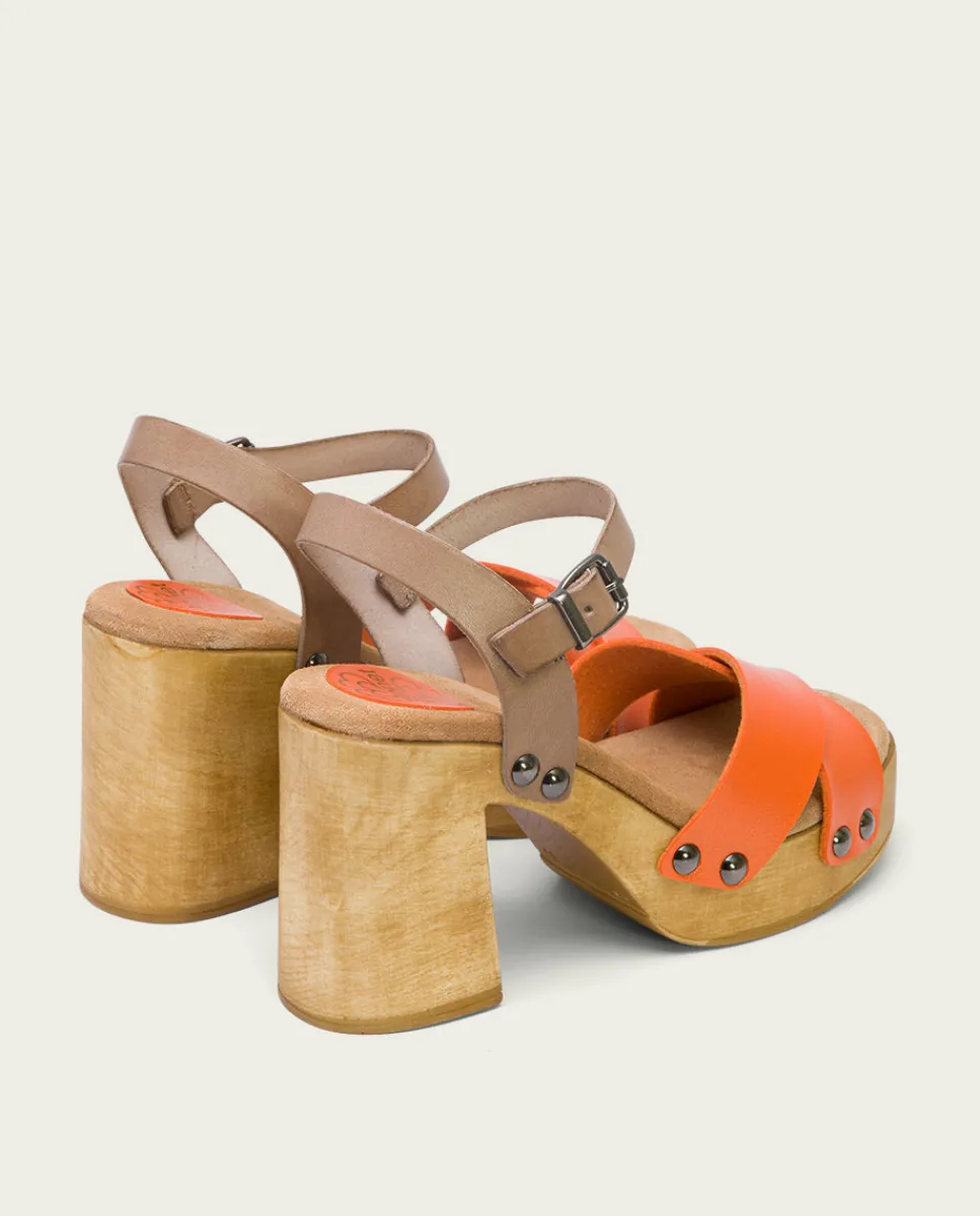 PORRONET Sandalia Tacón Naranja Vega Hot