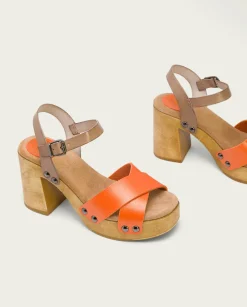 PORRONET Sandalia Tacón Naranja Vega Hot