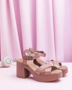 PORRONET Sandalia Tacón Piel Taupe Zoe Sale