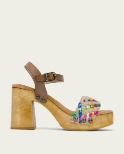 PORRONET Sandalia Tacón Piel Yute Vanesa Clearance