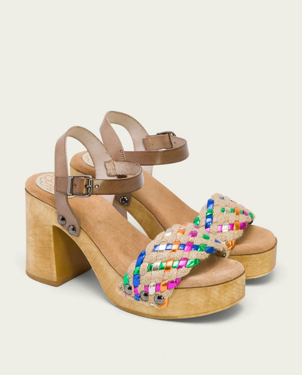 PORRONET Sandalia Tacón Piel Yute Vanesa Clearance