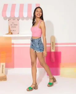 PORRONET Sandalia Tacón Piel Zoe Verde New