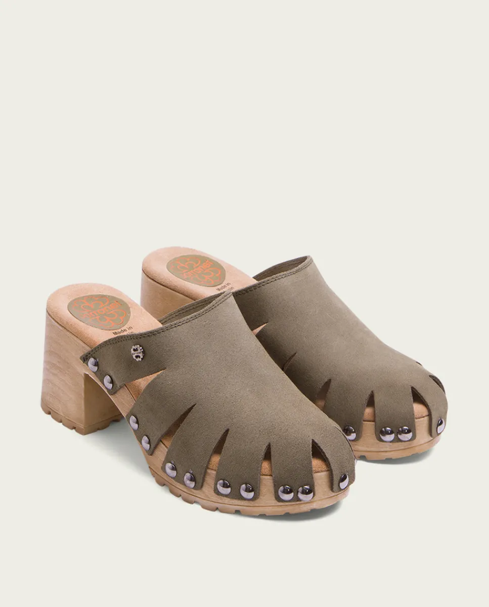 PORRONET Sandalia Tacón Serraje Kaki Gia Hot