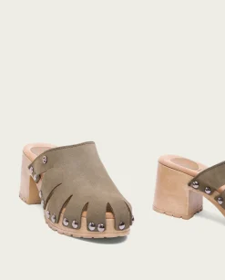 PORRONET Sandalia Tacón Serraje Kaki Gia Hot