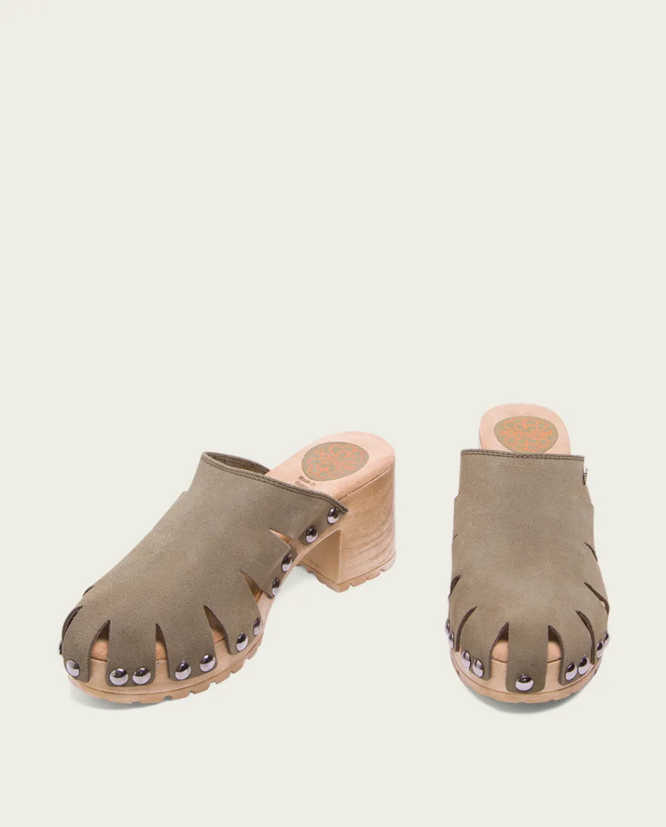 PORRONET Sandalia Tacón Serraje Kaki Gia Hot