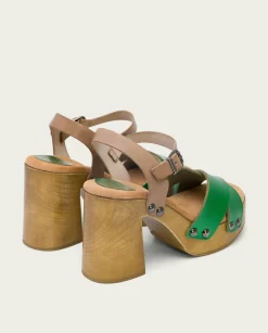 PORRONET Sandalia Tacón Verde Vega Cheap